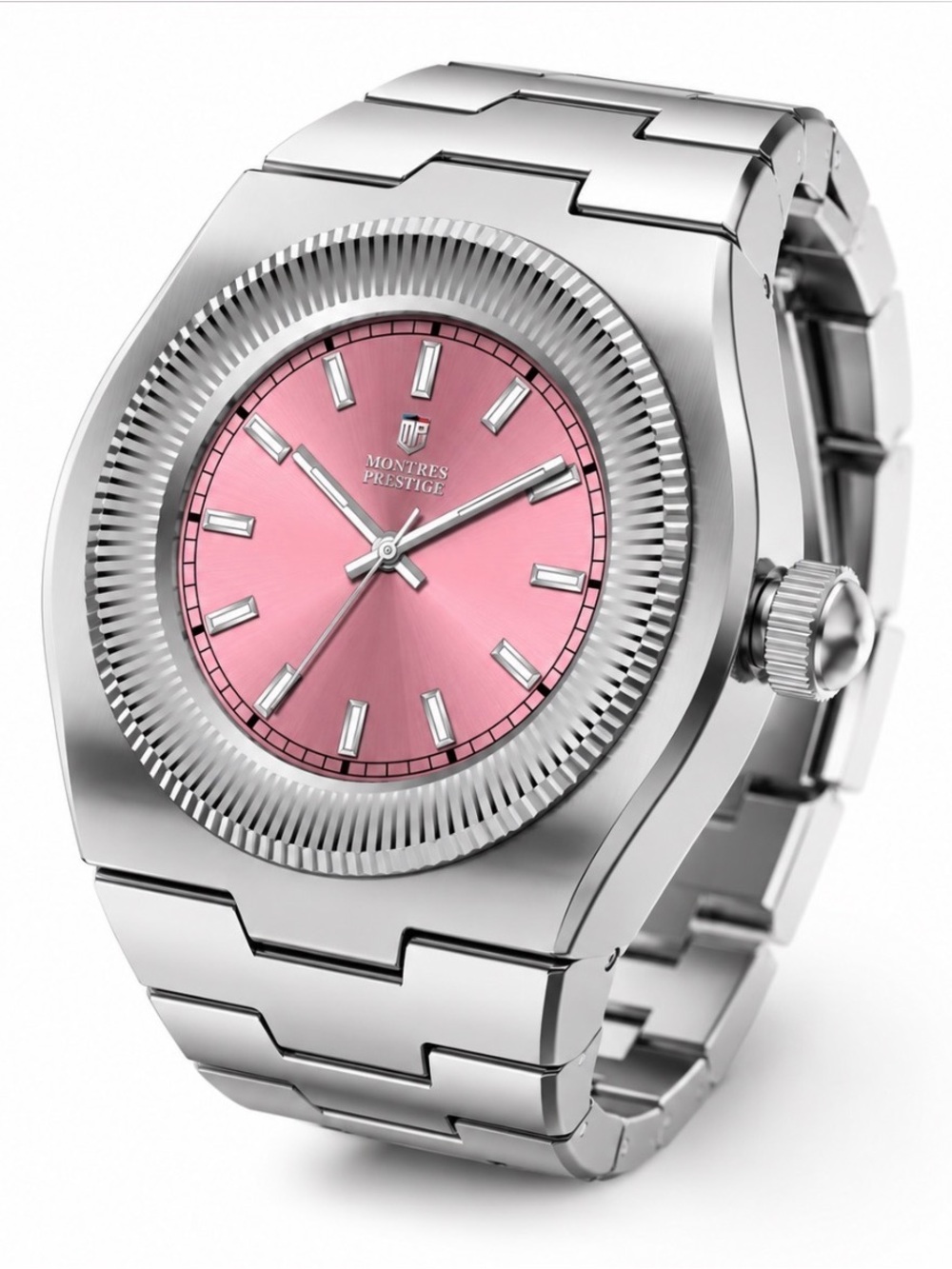 Montres Prestige Women’s Pink Dial Silver Ring Watch MPW-0384 New